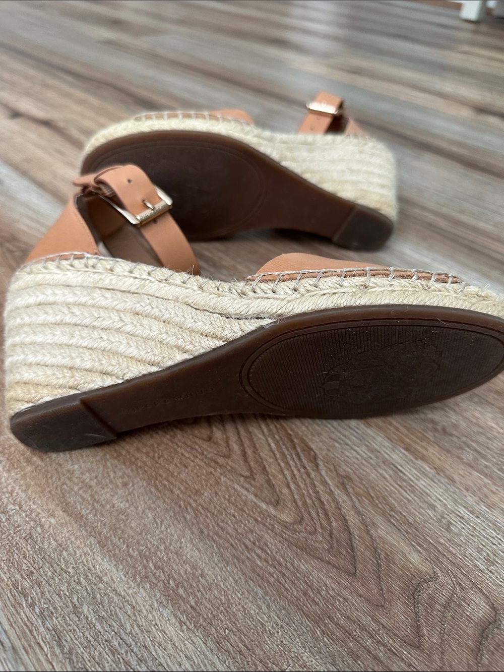 Vince Camuto Leather Espadrille Wedge Sandals in Tan Nude - Picture 2 of 6